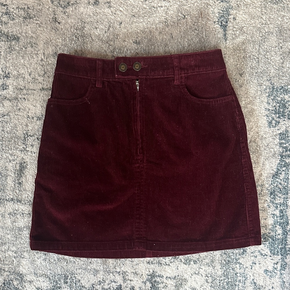 Hollister Corduroy Mini Skirt in Burgundy